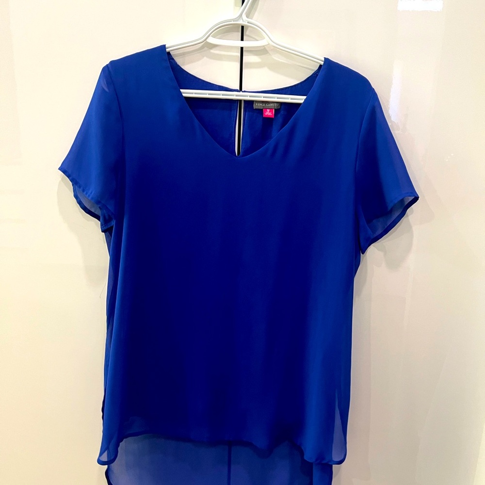 Vince Camuto Royal Blue Double Layer Chiffon Blouse – Size Medium